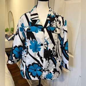 Alison Daley Blue Floral Jacket | Size 16 | Workwear Chic